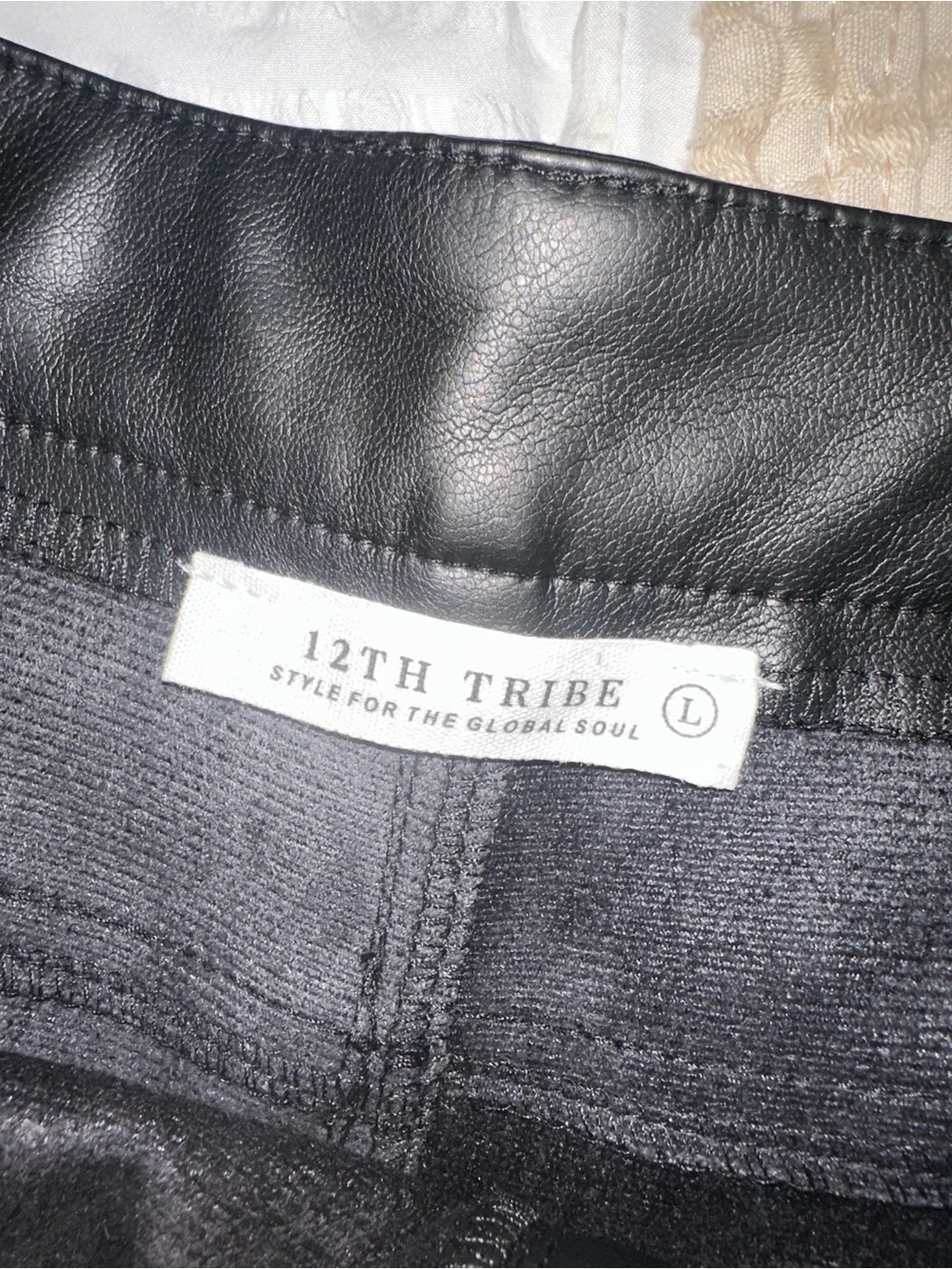12th Tribe Faux Leather Shorts Size Large L Tassels Cowgirl concert 1” inseam - Picture 5 of 7